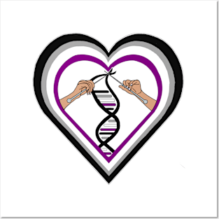 Asexual (Ace) Pride Flag DNA Knitted Heart Posters and Art